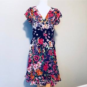 Eliza J Floral Flutter Sleeve Dress